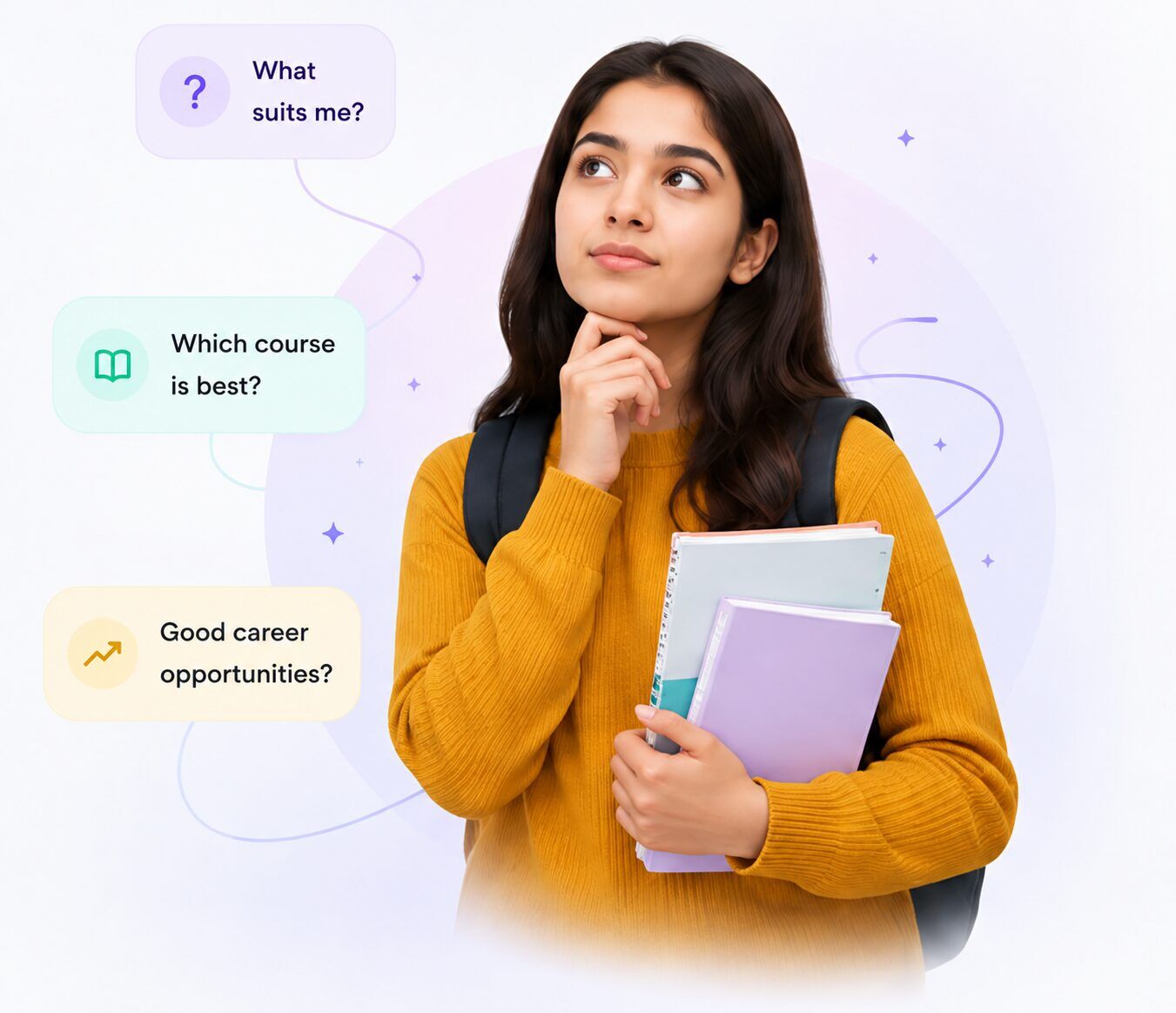 Student thinking about career options